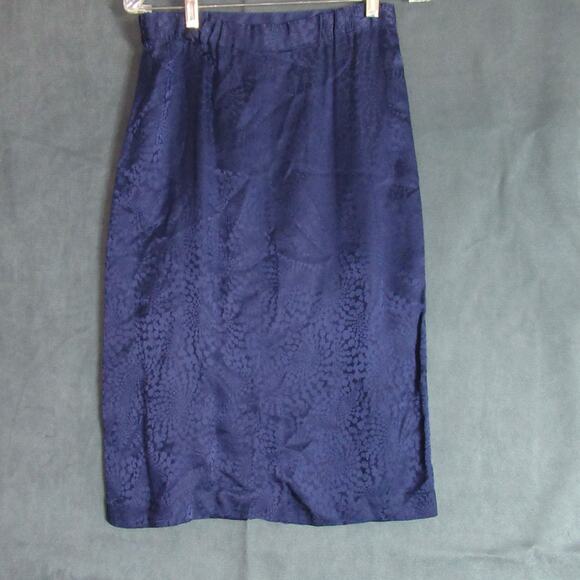 Vintage Argenti Skirt Suit Womens Size 6 Blue Silk Peplum Top Pencil 2 Pc 80s - Picture 8 of 12